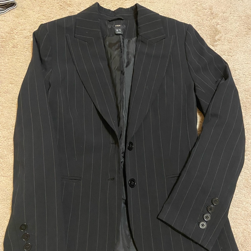 H&M Elegant Black Striped Blazer